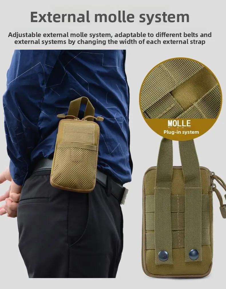 Tactical MOLLE Storage Waist Bag EDC Portable Partition Layer Design Coin Purse Key Storage Bag, Outdoor Sports Phone Waist Bag