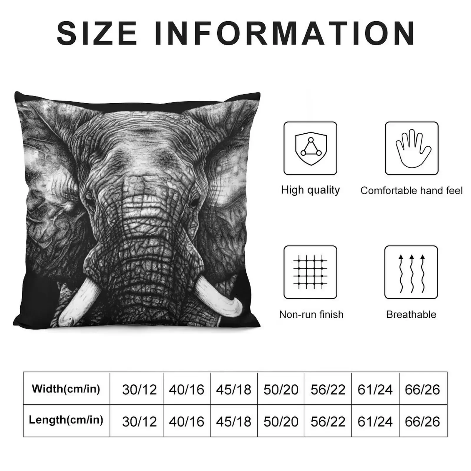 Elephant Close Up Throw Pillow Decorative Cushion Pillow Covers Decorative pillow