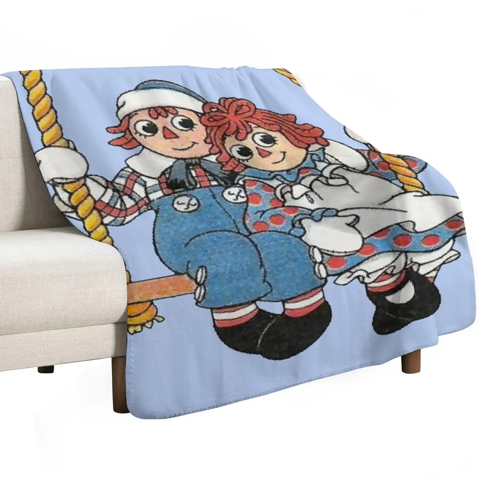 Raggedy ann and andy on a swing Throw Blanket Large For Decorative Sofa decorative Decoratives Hairys Bed Blankets