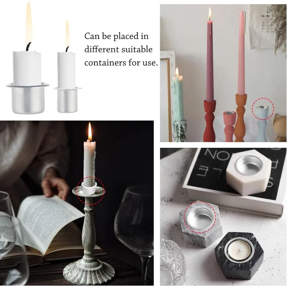 40 قطعة شمعة معدنية صغيرة إدراج حامل الشمعدان كوب 2 حجم الألومنيوم شمعة معدنية أكواب بالتنقيط حماة الماسك للشمع