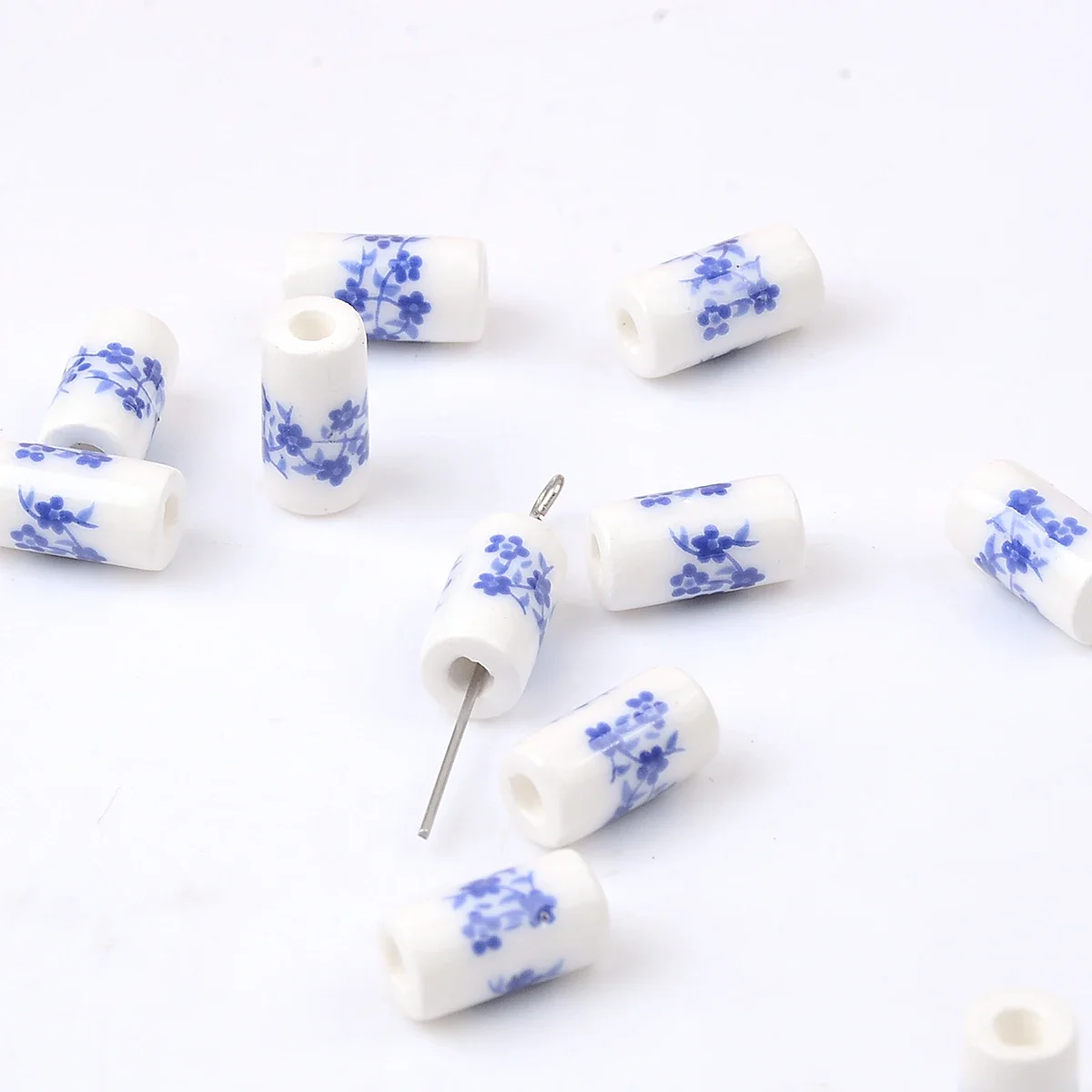 6x11mm Flower Patterns Cylindrical Beads For Jewelry Making Diy Bracelet Earrings Charms Porcelain Beads Accessorie