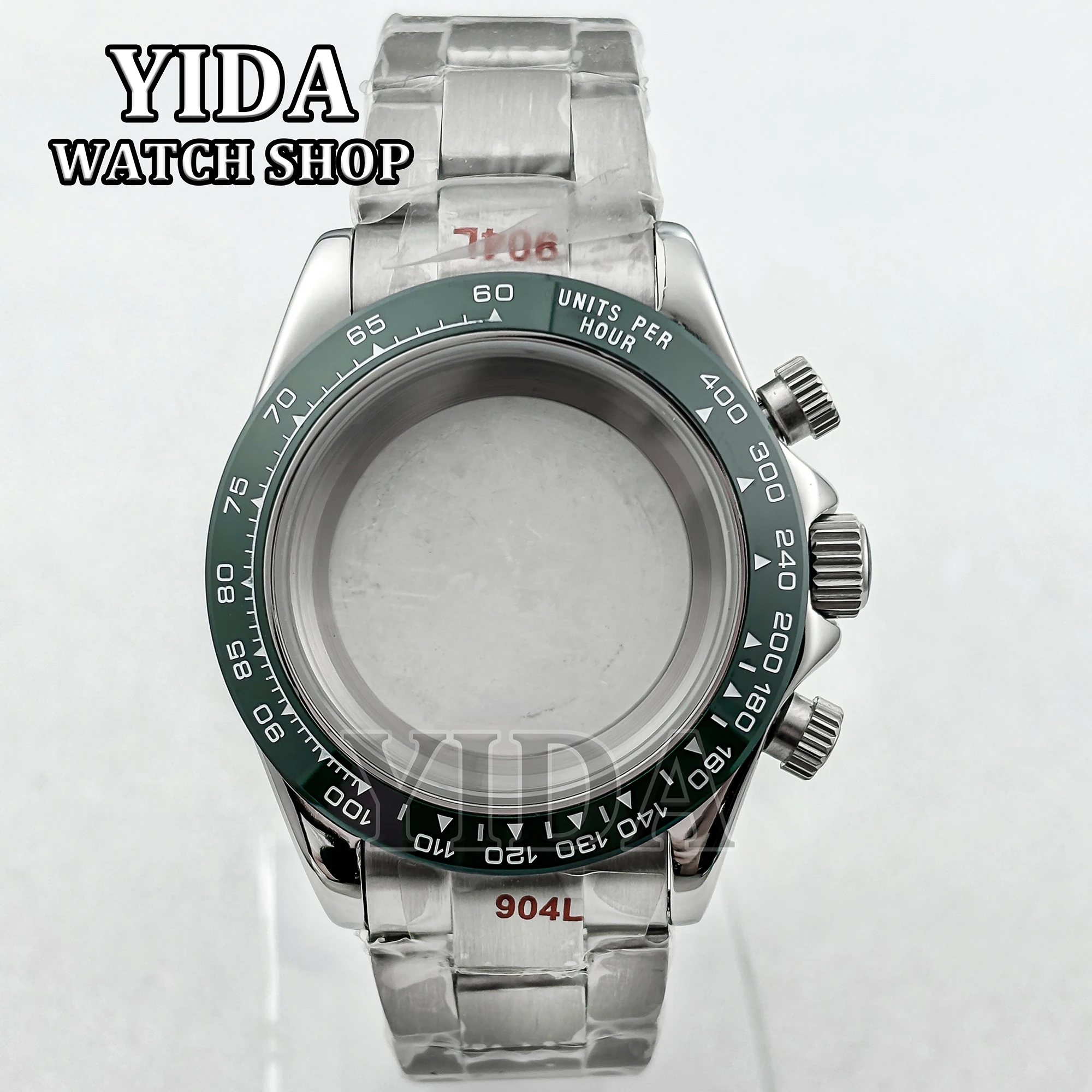 ساعة كرونوغراف VK63 للرجال حافظة 316L سوار فولاذي غير قابل للصدأ ساعة كوارتز أجزاء زجاج الياقوت لاستبدال حركة VK63 MOD