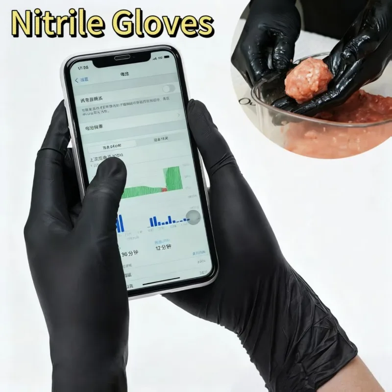 10-400 قطعة قفازات النتريل السوداء القابل للتصرف للعمل اللاتكس الحرة تنظيف المنزل قفاز محكم ميكانيكي الوشم صبغة شعر الجمال