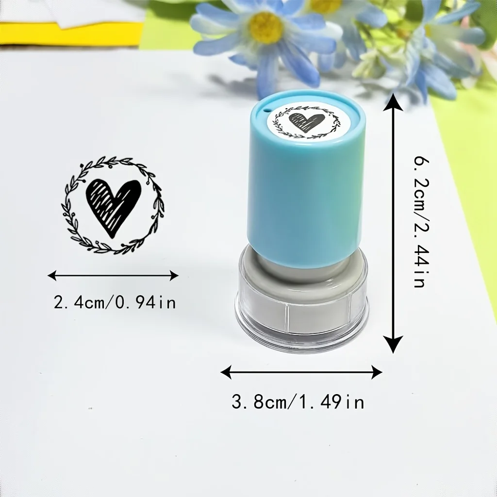 Lot de 3 tampons décoratifs couronne de fleurs, motif couronne de fleurs en forme de cœur, tampon noir pour décoration de carnet