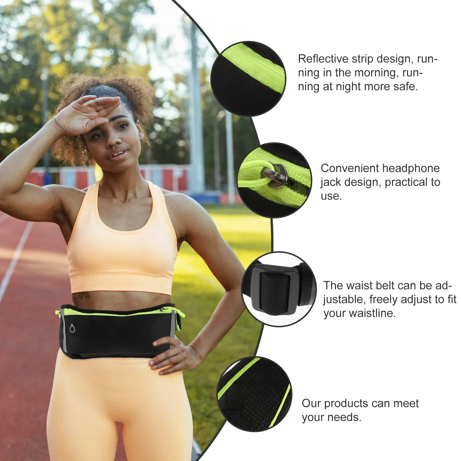 1Pcs Sport Taille Tasche Wasserdicht Einstellbare Taille Pack Reflektierende Streifen Handy Musik Laufen Tasche für Outdoor