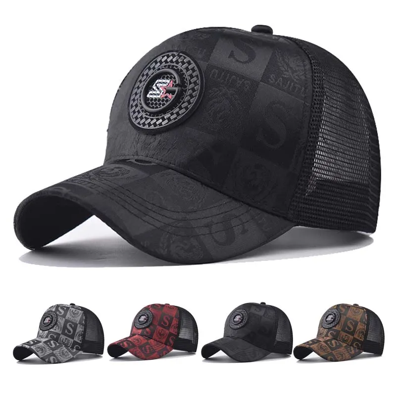 1pc Men's Fashionable Baseball Cap - Breathable Mesh, Snapback, Black/Red, Outdoor Travel