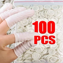 100/10PCS Disposable Finger Cover Natural Rubber Non-slips Gloves Anti-static Latex Finger Cots Fingertips Sets Household Gloves