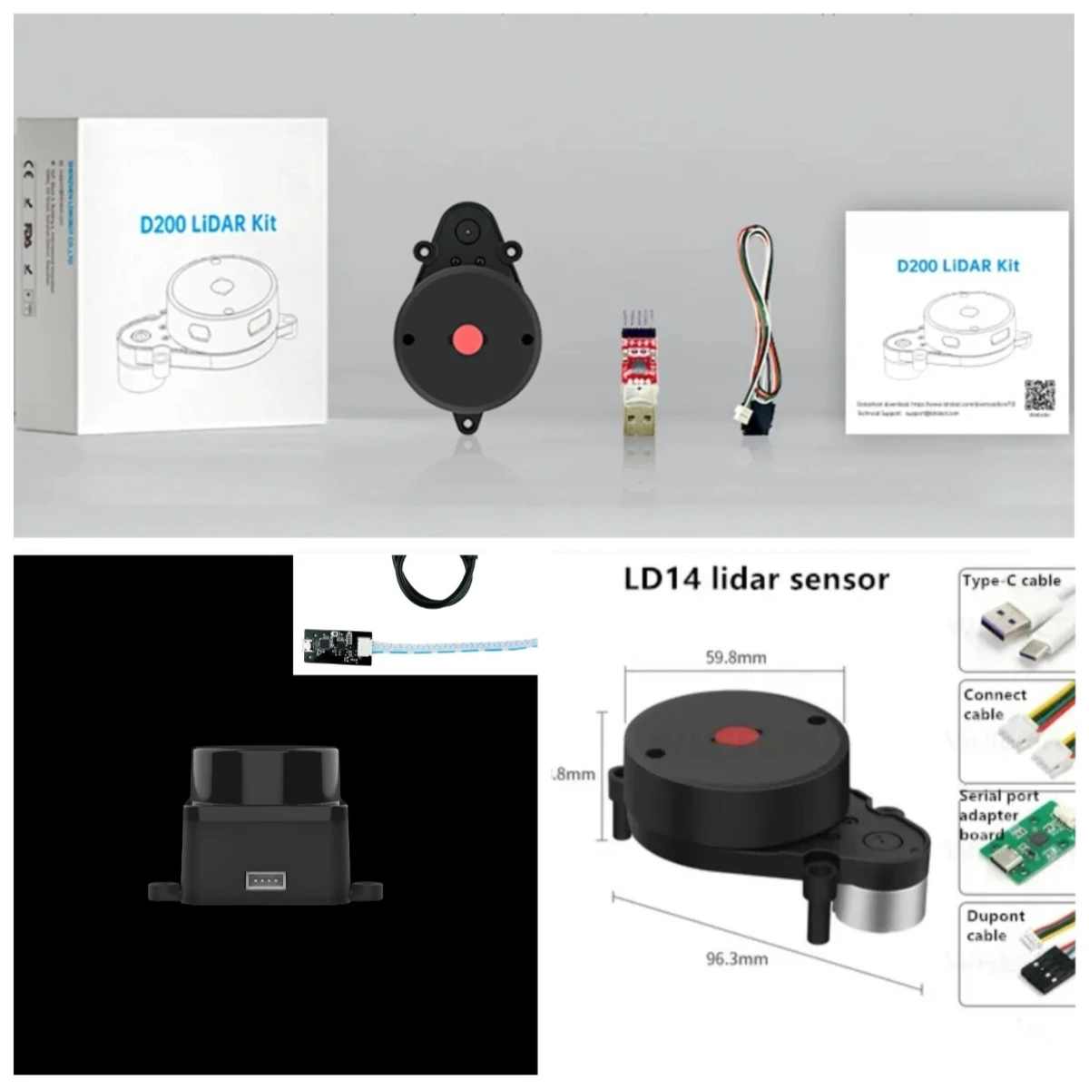 Suitable for indoor and outdoor SLAM mapping of radar sensors ROS1 ROS2 rangefinder LDROBOT LD06 LD19 LD14 LD14P D200 D300