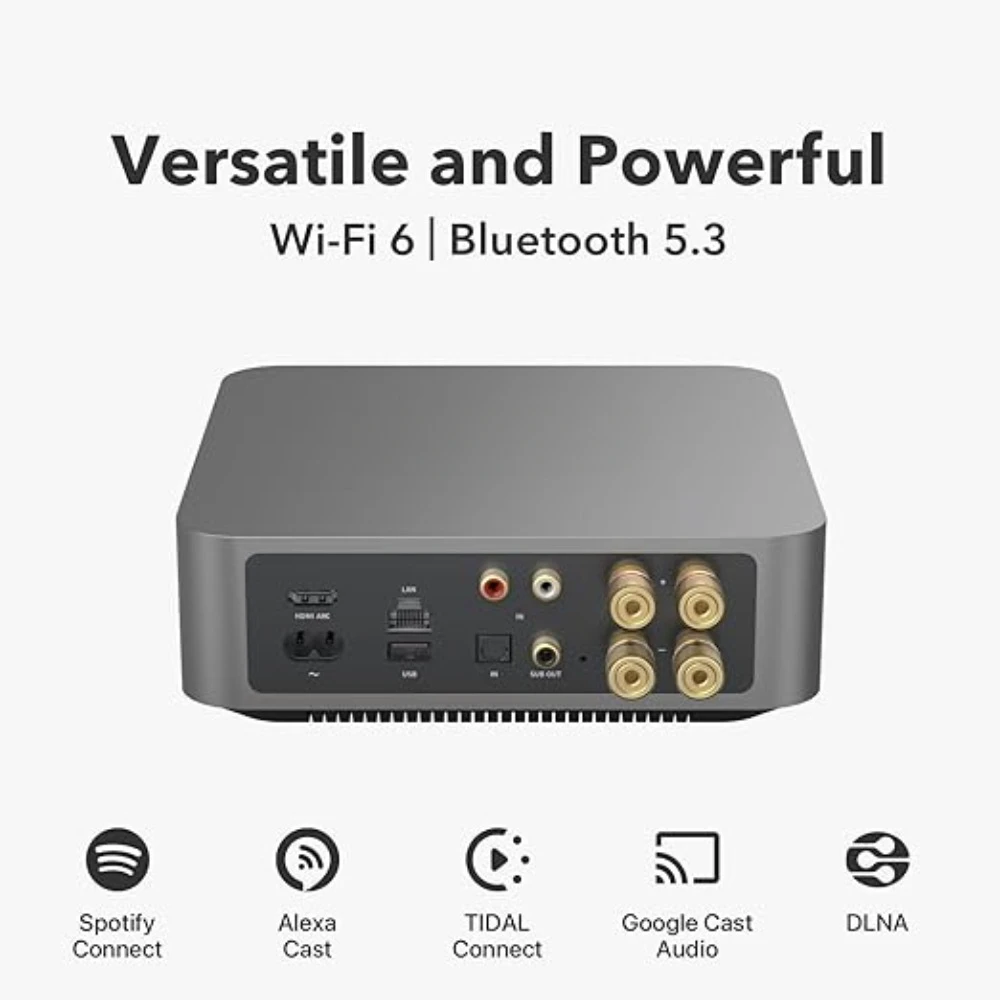 Multiroom Streaming Amplifier, Compatible with Chromecast, Alexa HDMI, Voice Control, Stream from Spotify, Amazon Music, Tidal