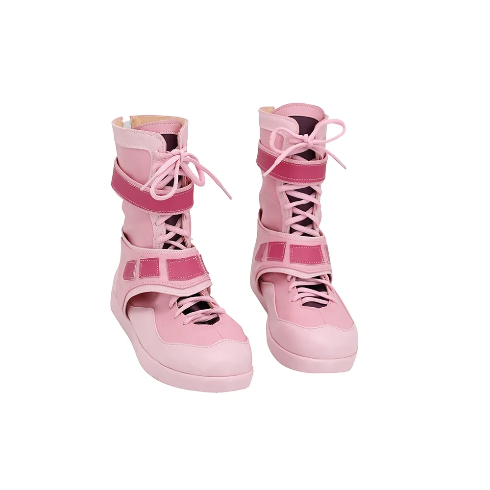 JoJo's Bizarre Adventure Pink Leather Shoes, Trish Una Cosplay Boots, Custom Made, Qualquer Tamanho