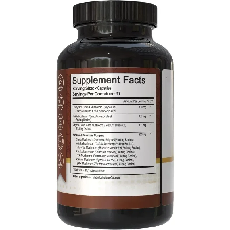 Mushroom Supplement 2600mg, 60 Capsules