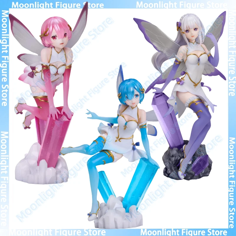 

В наличии ElCOCO Emilia Rem Ram Princess Gem Настольные милые куклы Украшения Аниме Фигурка Игрушка Подарочная модель Коллекция