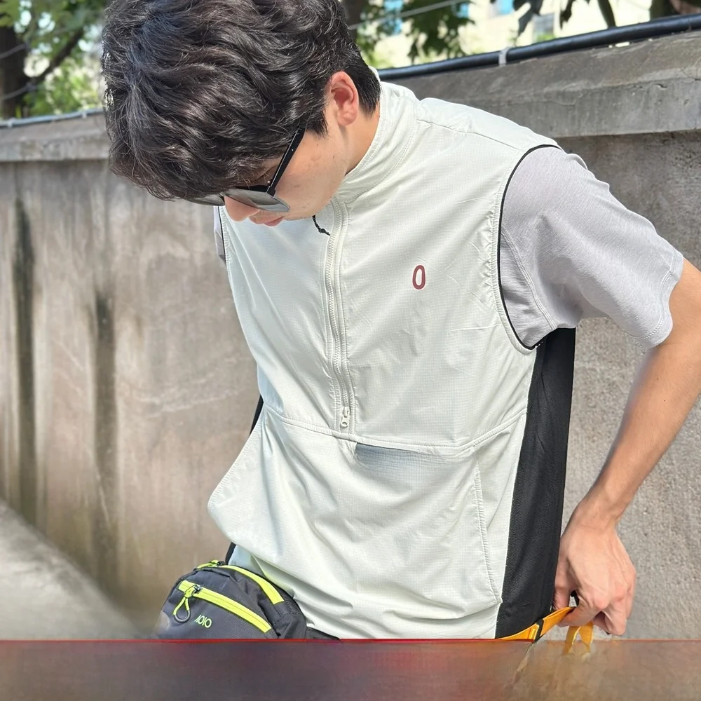 

Outdoor Breathable Summer Vest Jaet f Zipper ex Color Blo Pookytage Loose Fit Faionable Youth Casual Wear