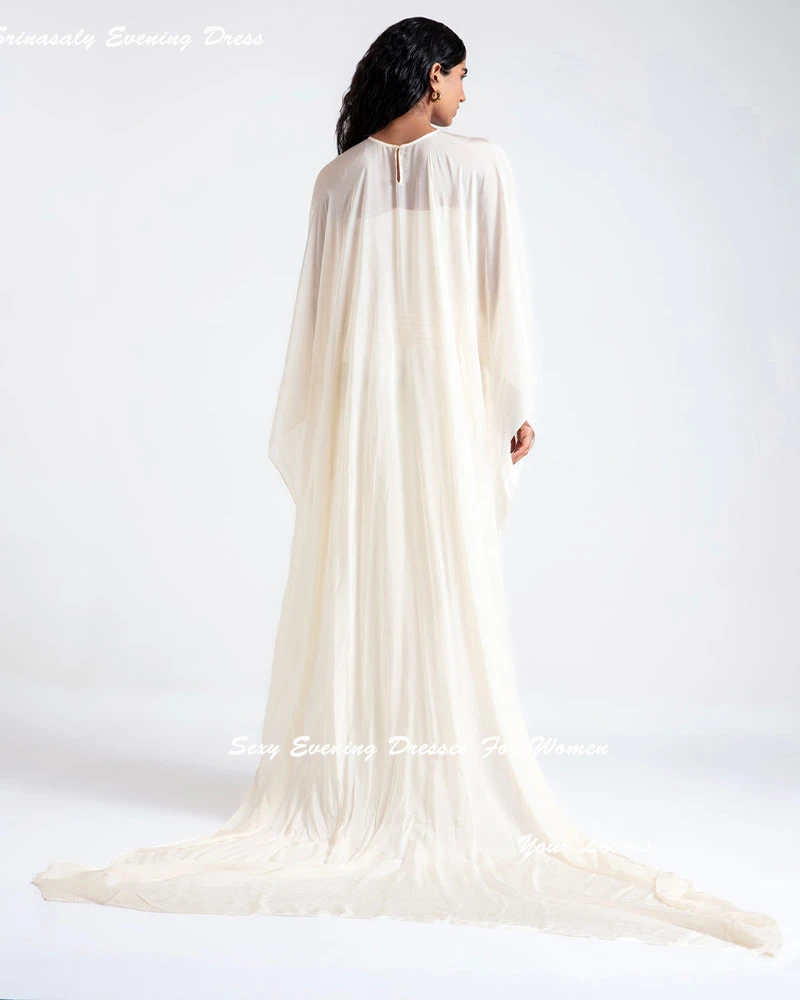 ครีมที่กําหนดเองชุดราตรีหมวกแขนยาวค็อกเทลปาร์ตี้ชุดรถไฟศาล Elegant fساتة พรหมชุด