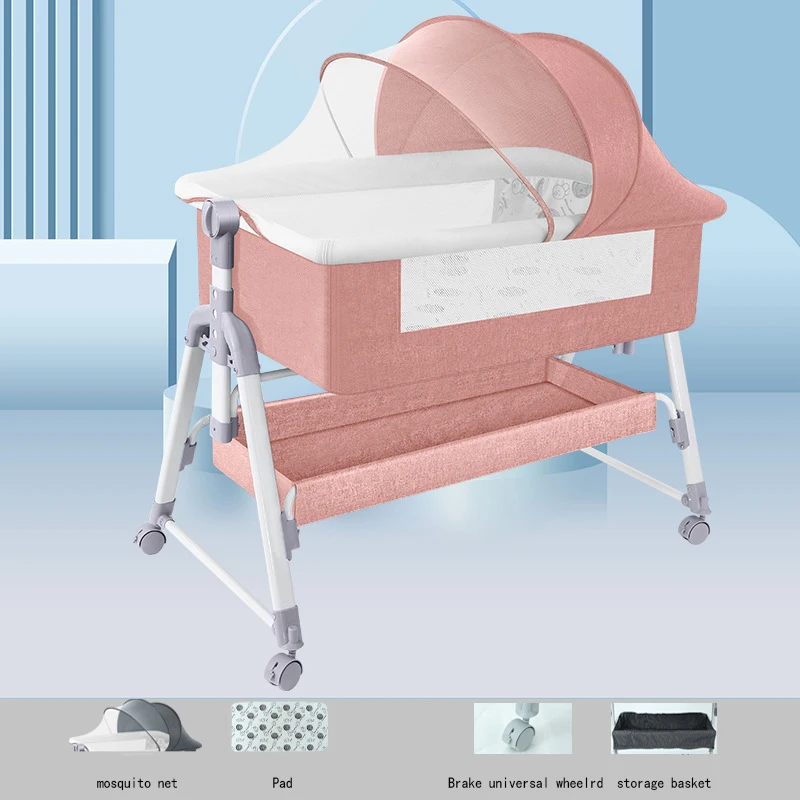 Luxury Foldable Adjustable Height Portable Modern Cosleep Baby Cradle Swing Children Bassinet Newborn Cradle Crib Bed Suit