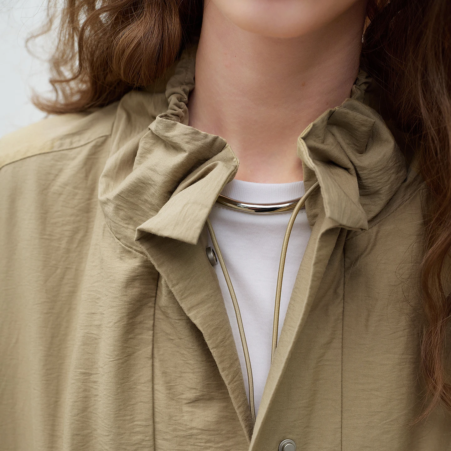 Women's Wrinkle-Textured Utility Jacket - Stand Collar Loose Fit