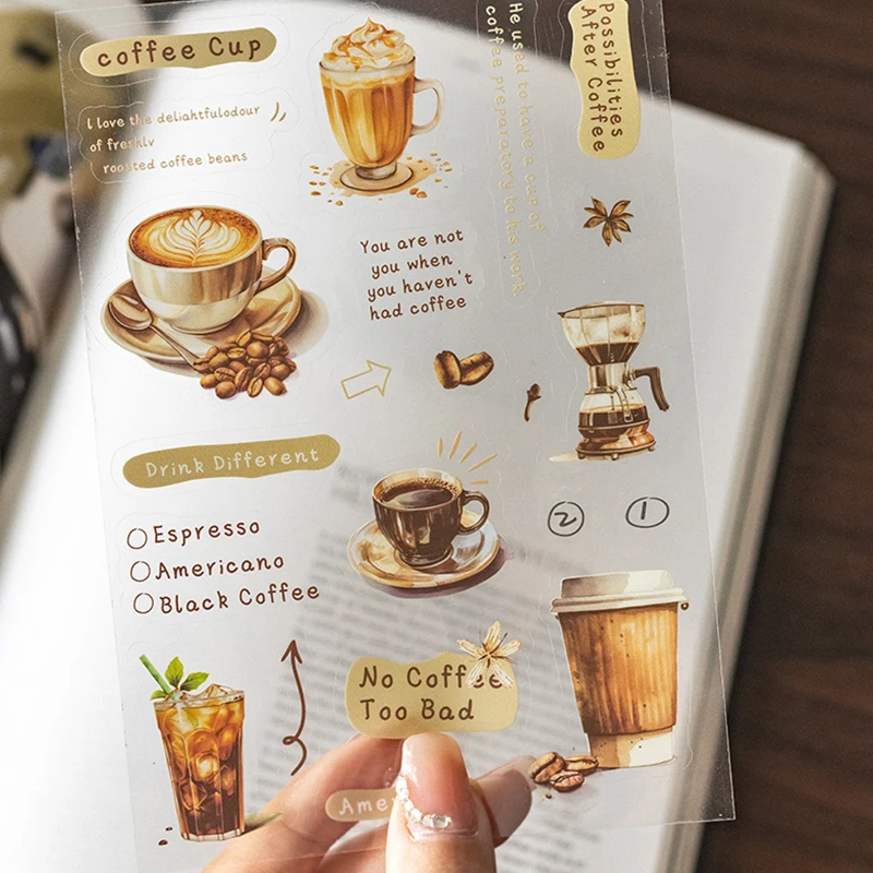 

20 шт., декоративные наклейки на тему кофе