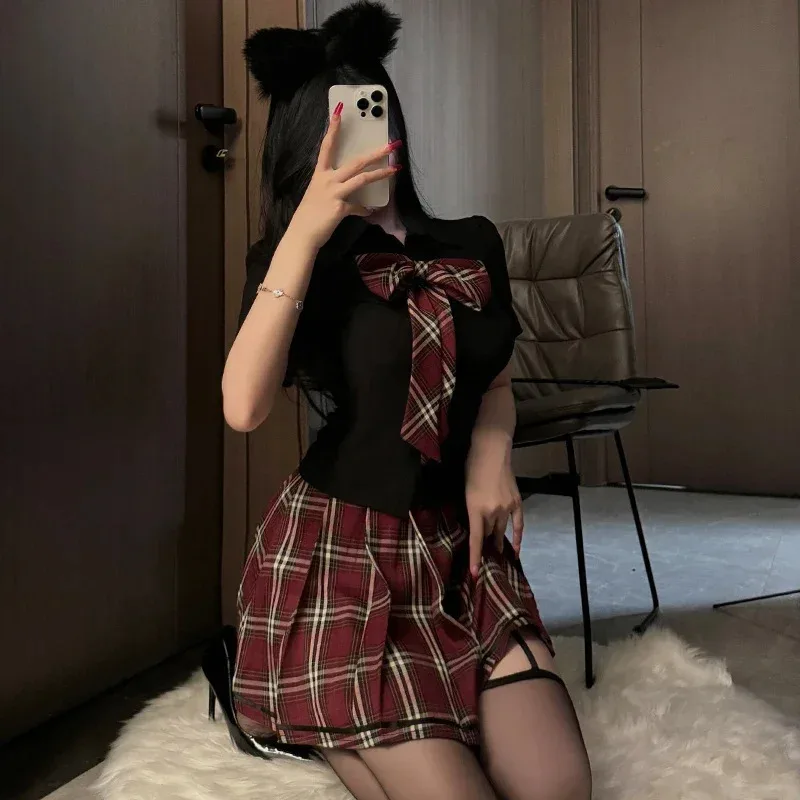 Sky06 Sexy Lingerie Vrouwen Anime Cosplay Student JK Uniform School Meisje Erotische Kostuums Minirok Top Set Nachtclub Korte D66liU &