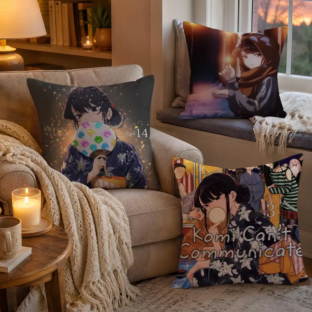 K-Komi Cant Communicate Cushion Cover Soft Plush Cushion Cover Double Print And Invisible Zipper For Sofa Home Car Use