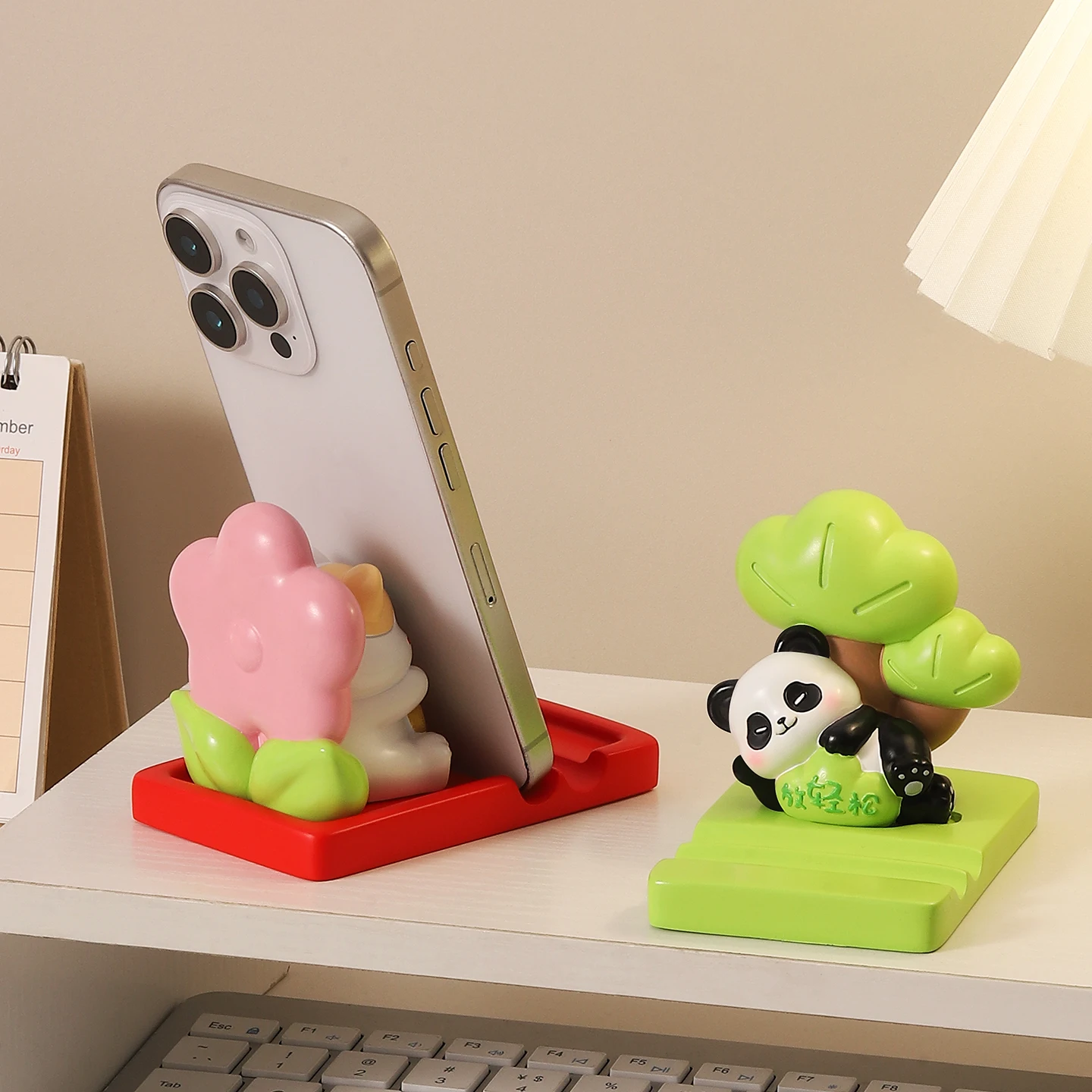 Cute Panda Multi-angle Adjustable Desktop Phone Stand Kawaii Tabletop Decor Creative Desk Ornament Gift