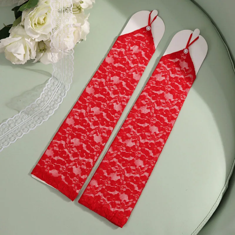 Lace Gloves Long Leg Arm Cuff Party Wear Fashion Sexy Fancy Dress for Women Girl Arm Warmer Black White Red Fingerless Gloves