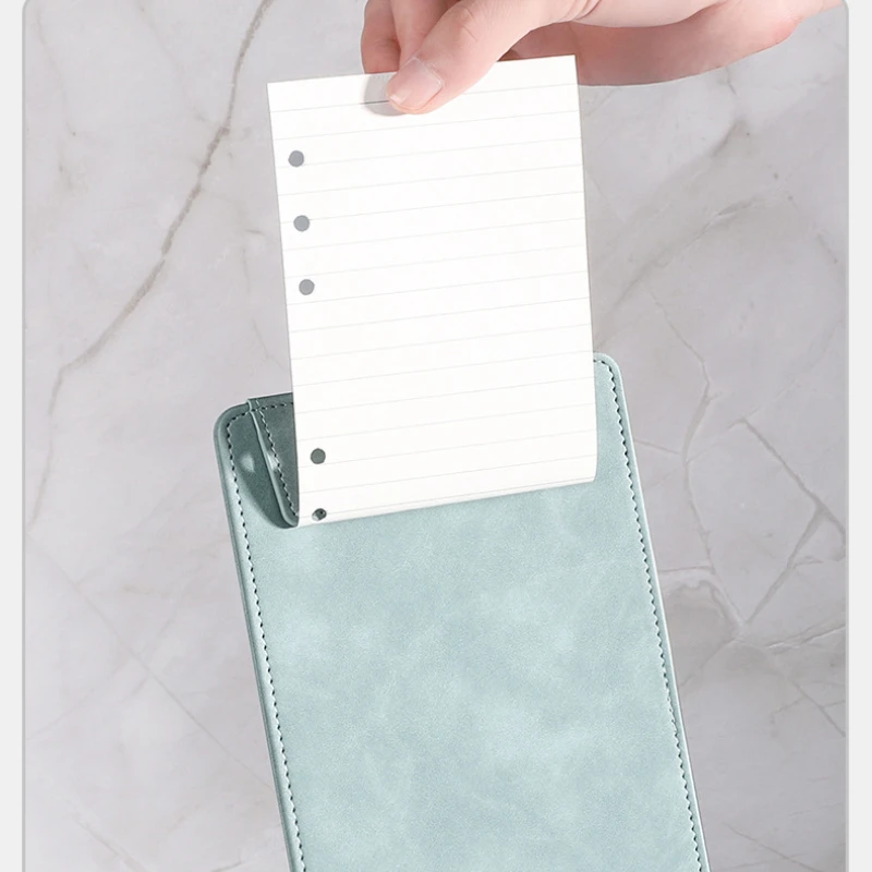 PU Leather Mini Magnetic Writing Clipboard Pure Color Writing Pad Business File Folder Restaurant Menu Covers Paper Organizer