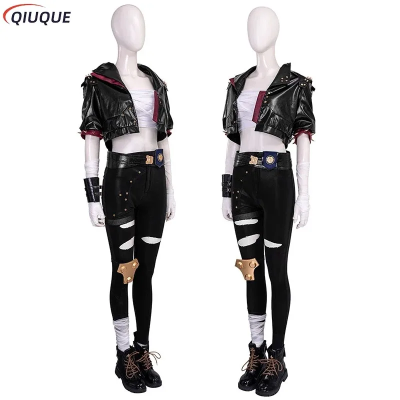 Anime arcane temporada 2 vi cosplay traje peruca jogo lol o piltover enrcer casaco de couro preto calças comic con terno