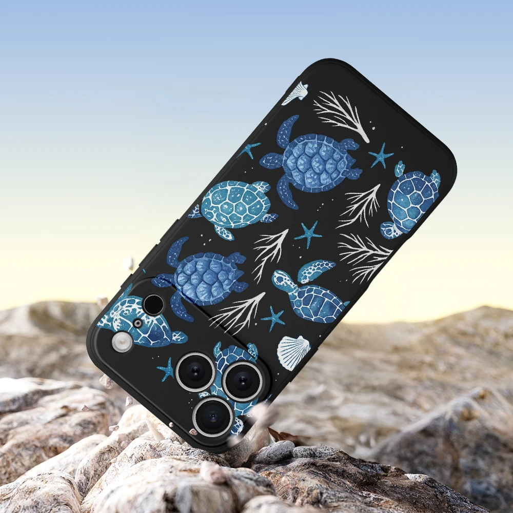 Für iPhone 17 Pro Max 17 Air 16 15 14 13 12 11 Pro Max XS Max7 8 Plus 16e 16 PlusTPU Abdeckung Coque Meeresschildkröte Shell Stil Telefon Fall