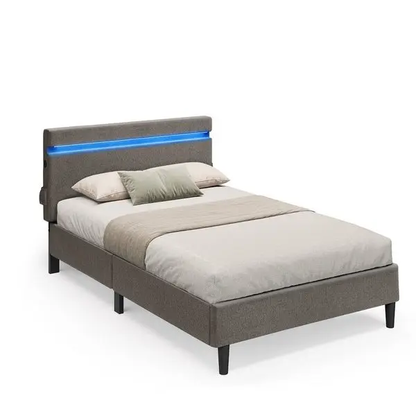 VASAGLE Upholstery bed, 25 colors and 10 flashing patterns, USB and TYPE-C connector