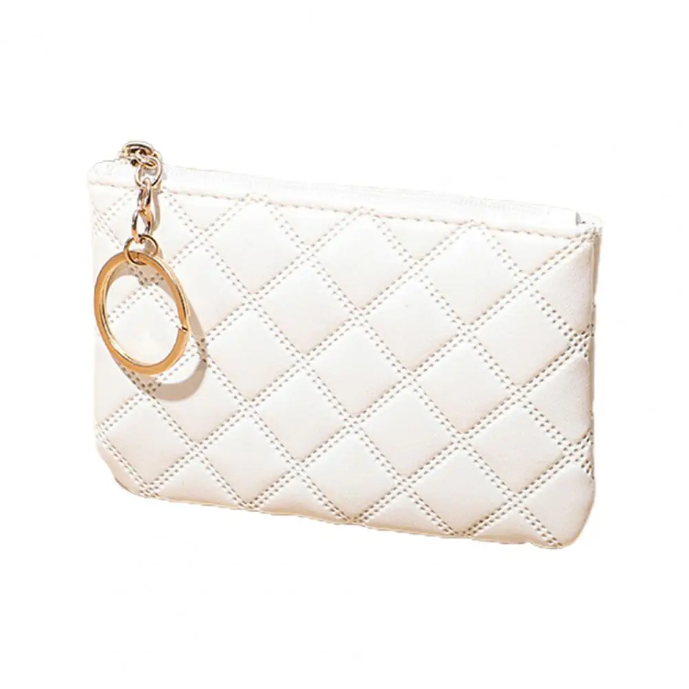 Fauxl Leather Coins Purse Women Mini Wallet Portable Faux Leather Zipper Key Ring Card Holder Slim Coins Purse for Shopping