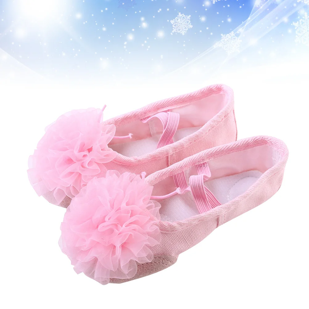 

1 пара детских танцевальных туфель, марлевая обувь с цветочным дизайном, дышащая, удобная для йоги, народного, современного бального джаза, детский размер 29