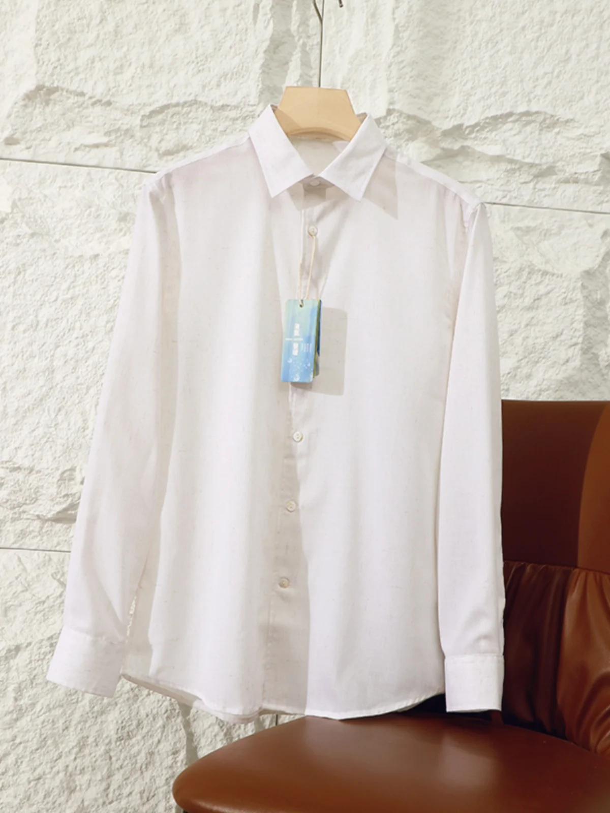 

Cooling Liquid Ammonia Linen Light Weight Long Sve Men's irt Busin Casual Anti-Wrinkle Summer Thin Wior Collar