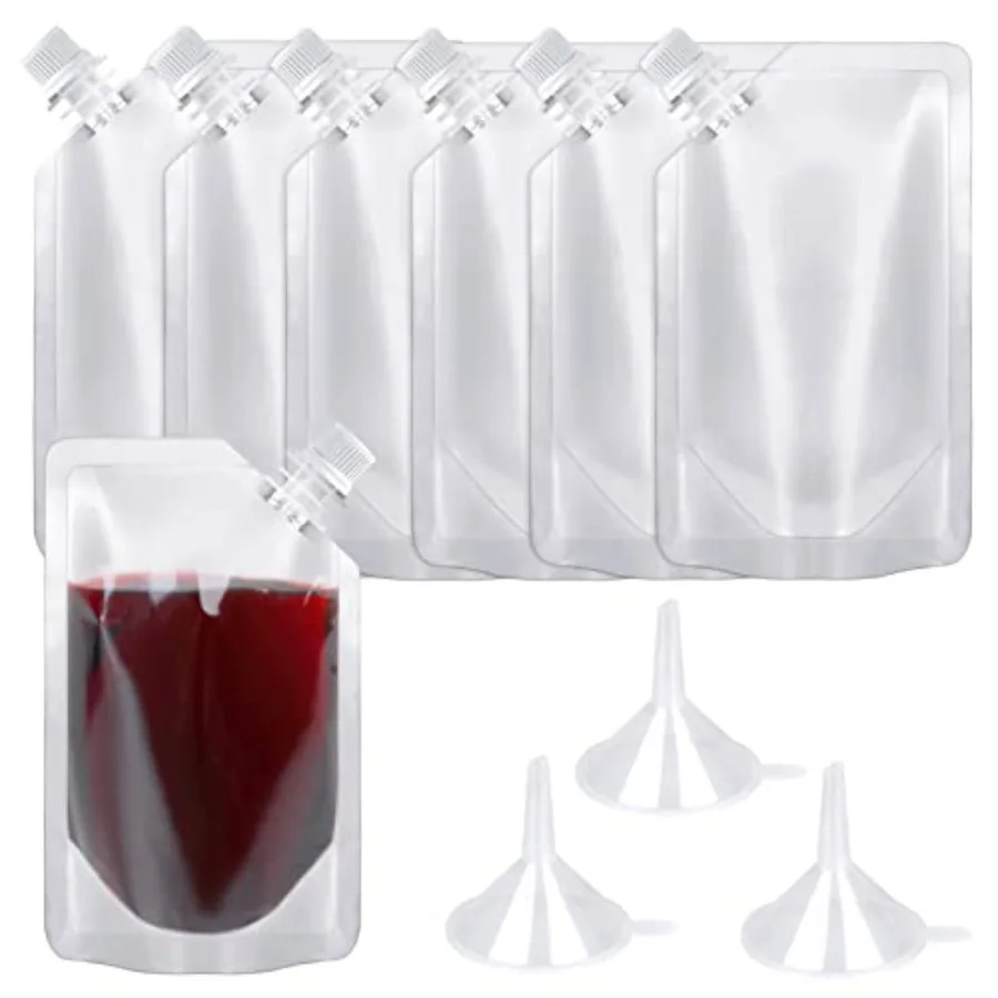 

24 Pcs Plastic Flasks, 8 Oz Concealable and Reusable Drink Pouches, Leak-Proof Food Grade Plastic for Travel 8OZ-24PCS +3 Funne