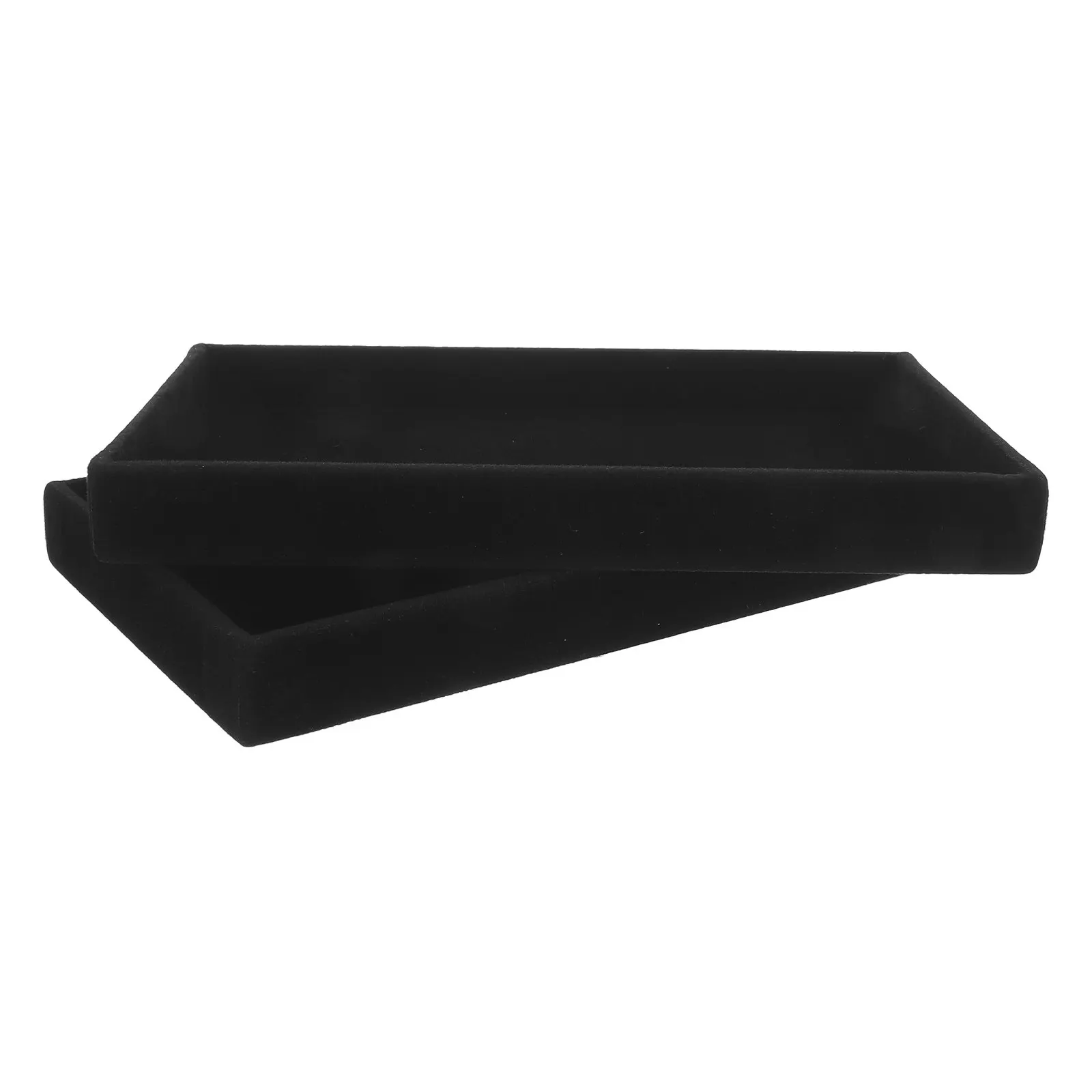 2Pcs Modular Jewelry Drawer Insert Black Soft-Lined Stackable Tray for Necklace Ring Earring Storage Dresser Vanity Countertop