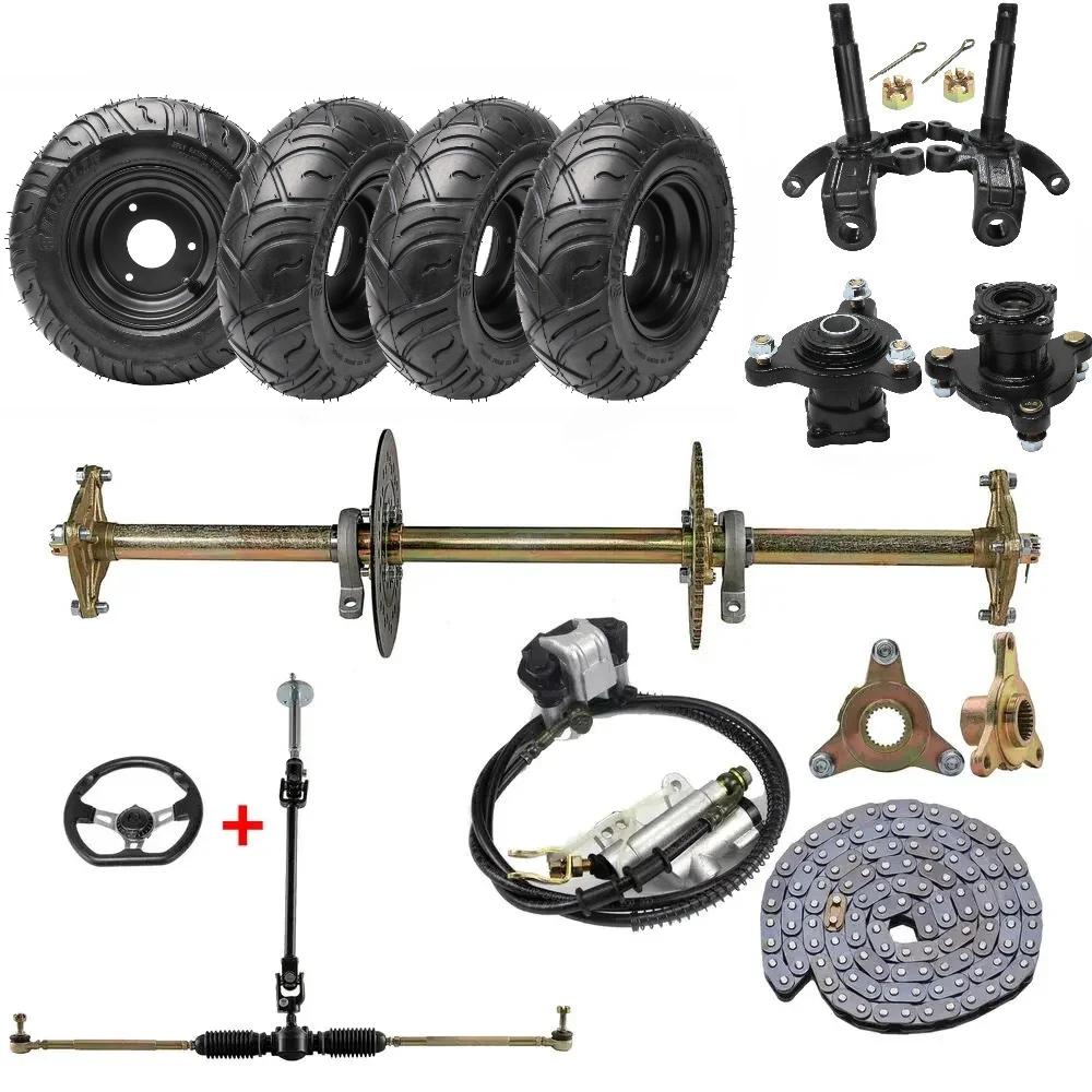 32-дюймовый задний комплект для картинга + колесо 6 дюймов + 3 ступицы шпилек + звездочка 428 + тормозной суппорт в сборе для DIY Drift Trike Go Cart ATV Quad