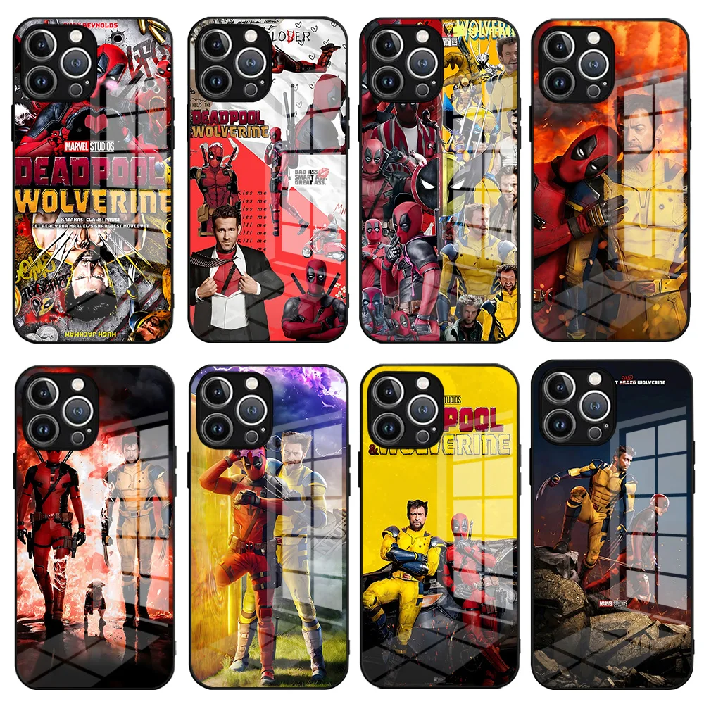 Marvels Deadpool Wolverine Phone Case for Samsung A73 A72 A55 A54 A53 A35 A34 A33 A32 A30 A24 A23 A22 4G 5G Glass Silicone Cover