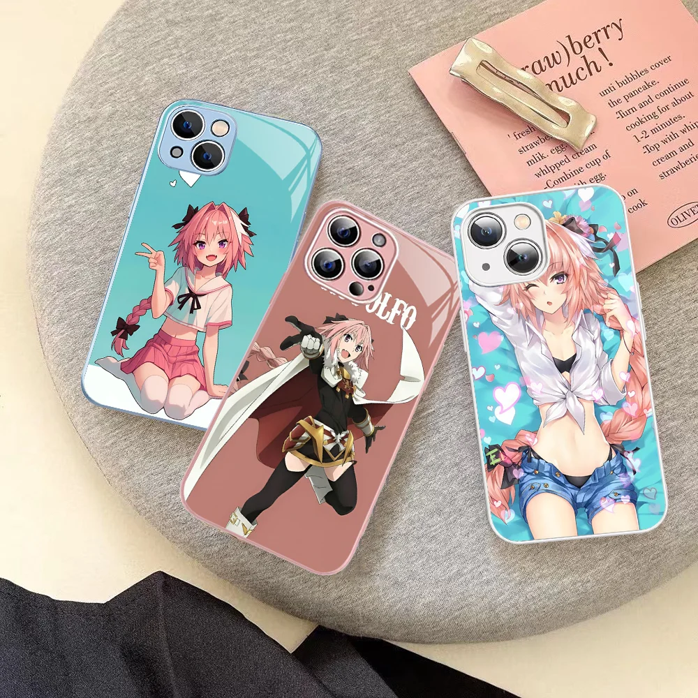 Astolfo Anime Girl Phone Case Tempered Glass For Iphone 14 13 12 11 Pro Mini XS MAX 14Plus X XS XR Fundas image 4