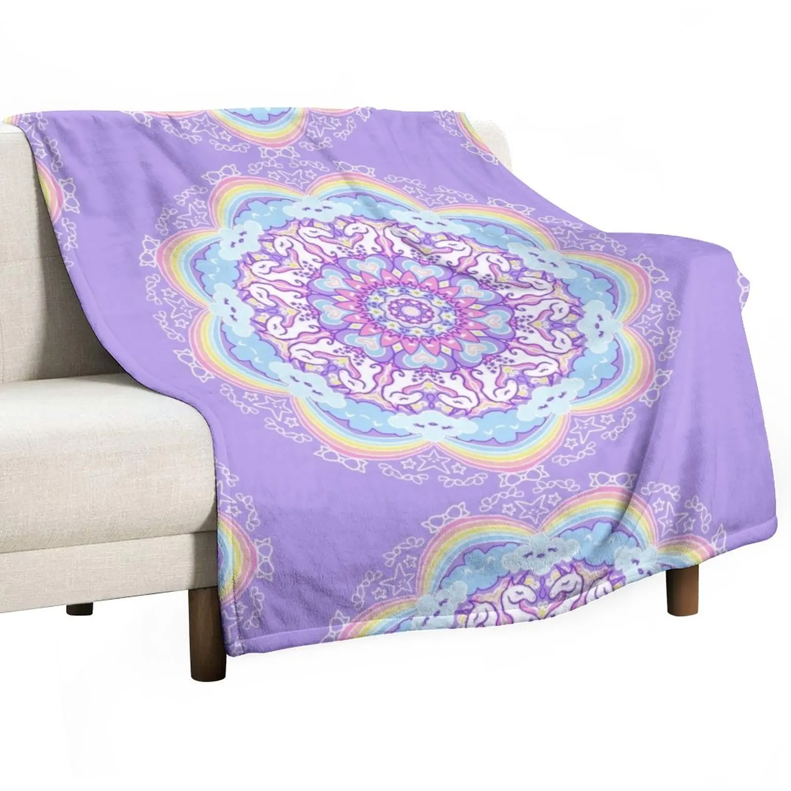 

Unicorn mandala in purple Throw Blanket Fluffy Shaggy Blanket sofa bed Blanket Fluffy Blanket For Sofa