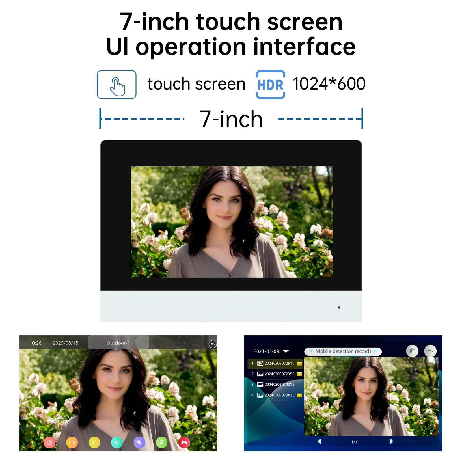 2 سلك فيديو إنترفون فيديوفون 7 "IPS شاشة تعمل باللمس للرؤية الليلية تتفاعل فتح سجل الحركة 1080P تويا التكامل الذكي D6