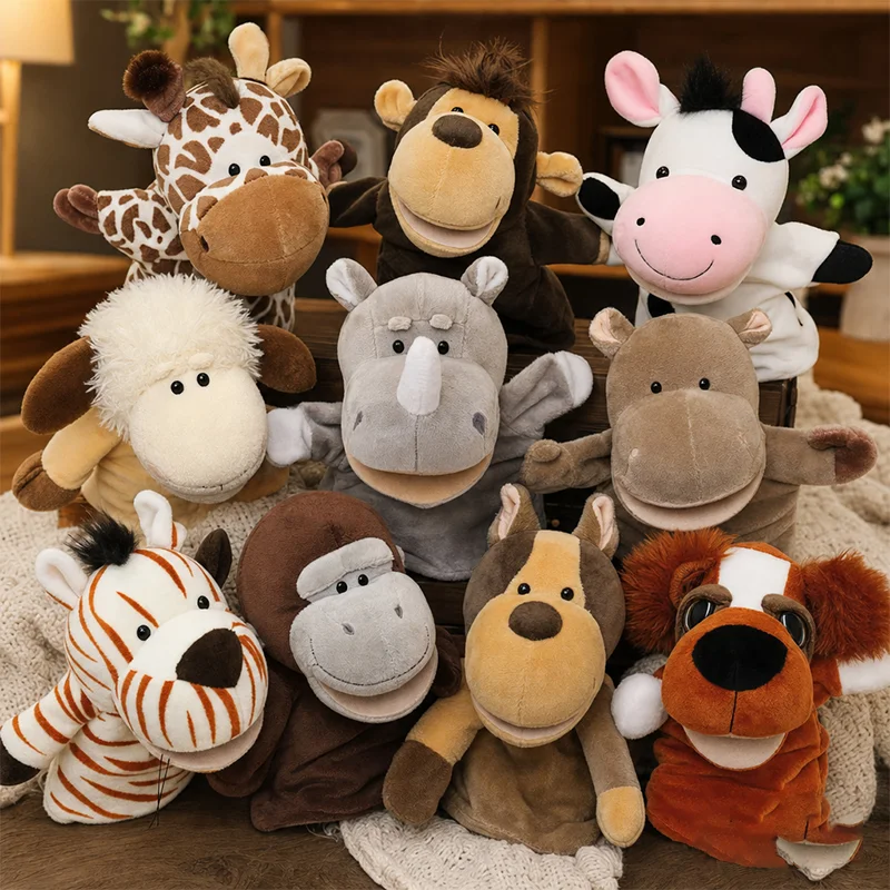 24 Kinds of Small Animals Cartoon Image Hand Finger Puppets Parent-child Game Plush Toys Cute Role Party Family Plushie Kid Gift