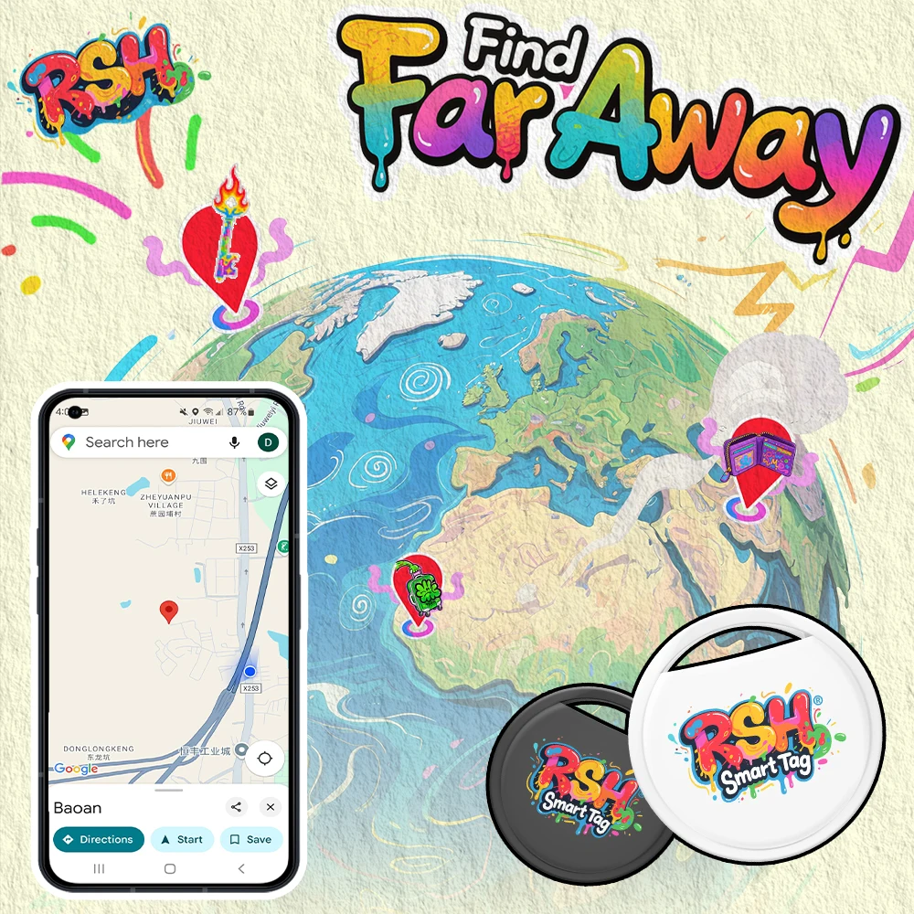 RSH ยี่ห้อของแท้ Android GPS Tracker ทํางานร่วมกับ Google's Find Hub Pet Locator สําหรับ Xiaomi Samsung สมาร์ทแท็กสําหรับกระเป๋าสตางค์ Bikc Finde