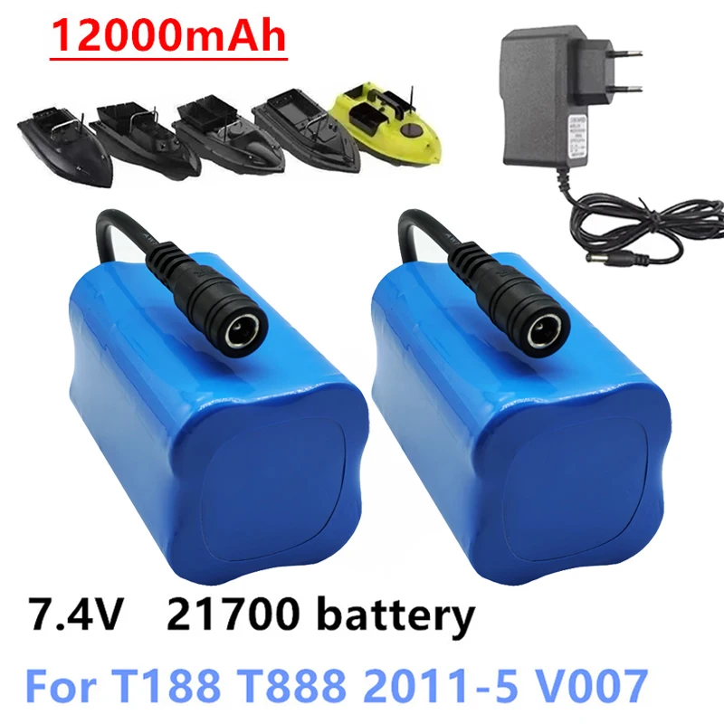 New Original 7.4V 12000mAh 21700 Li-ion Battery For T188 T888 2011-5 V007 C18 H18 RC Fishing Bait Boat Accessories