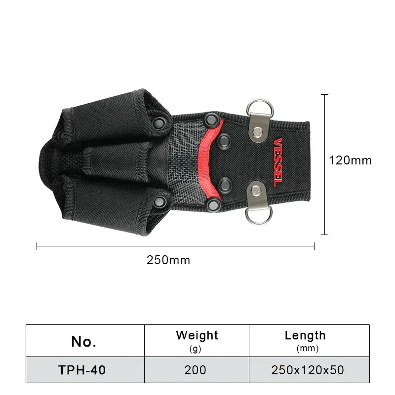 VESSEL TPH-40 Portable Bodypack Screwdriver Pliers Holder for storing 220USB, Hangable Belt Pouch, Electric Rama Repair Kit