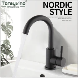 Torayvinoเคลือบสีดำลุ่มน้ำอ่างล้างจานดาดฟ้าติดตั้งห้องน้ำก๊อกน้ำเดี่ยวจับเดี่ยวหลุมก๊อกน้ำ 304 สแตนเลสผสมแตะ