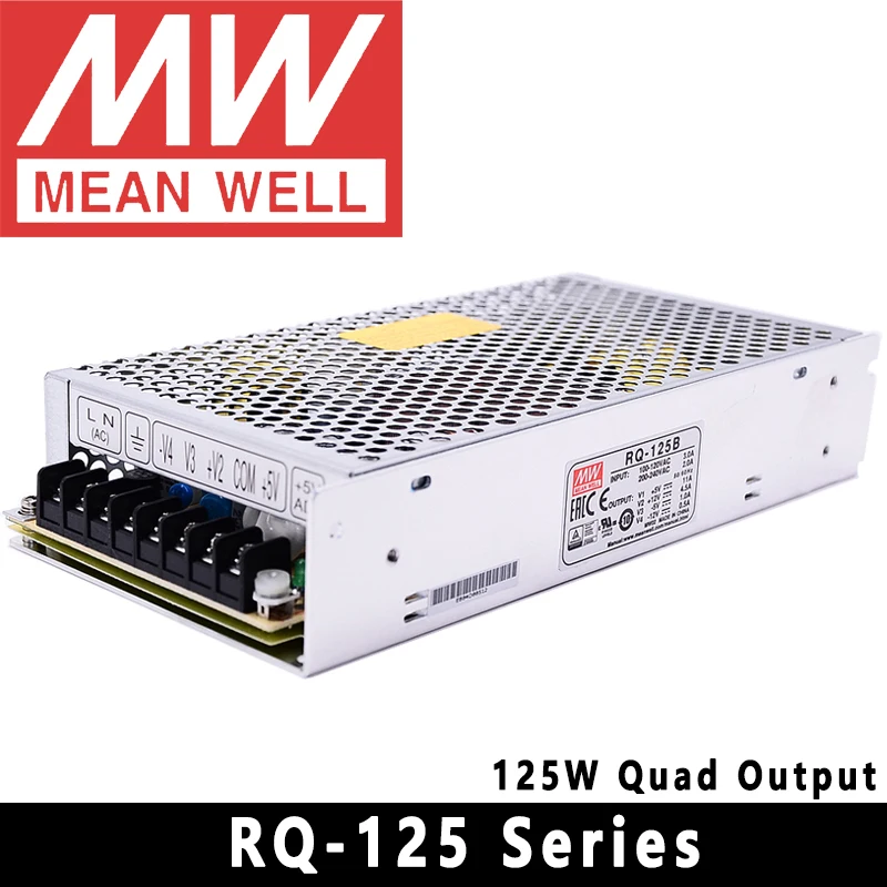 Mean Well RQ-50B/50C/50D/65B/65C/65D/85B/85C/85D/125B/125C/125D Meanwell RQ Series AC/DC Quad Output Switching Power Supply