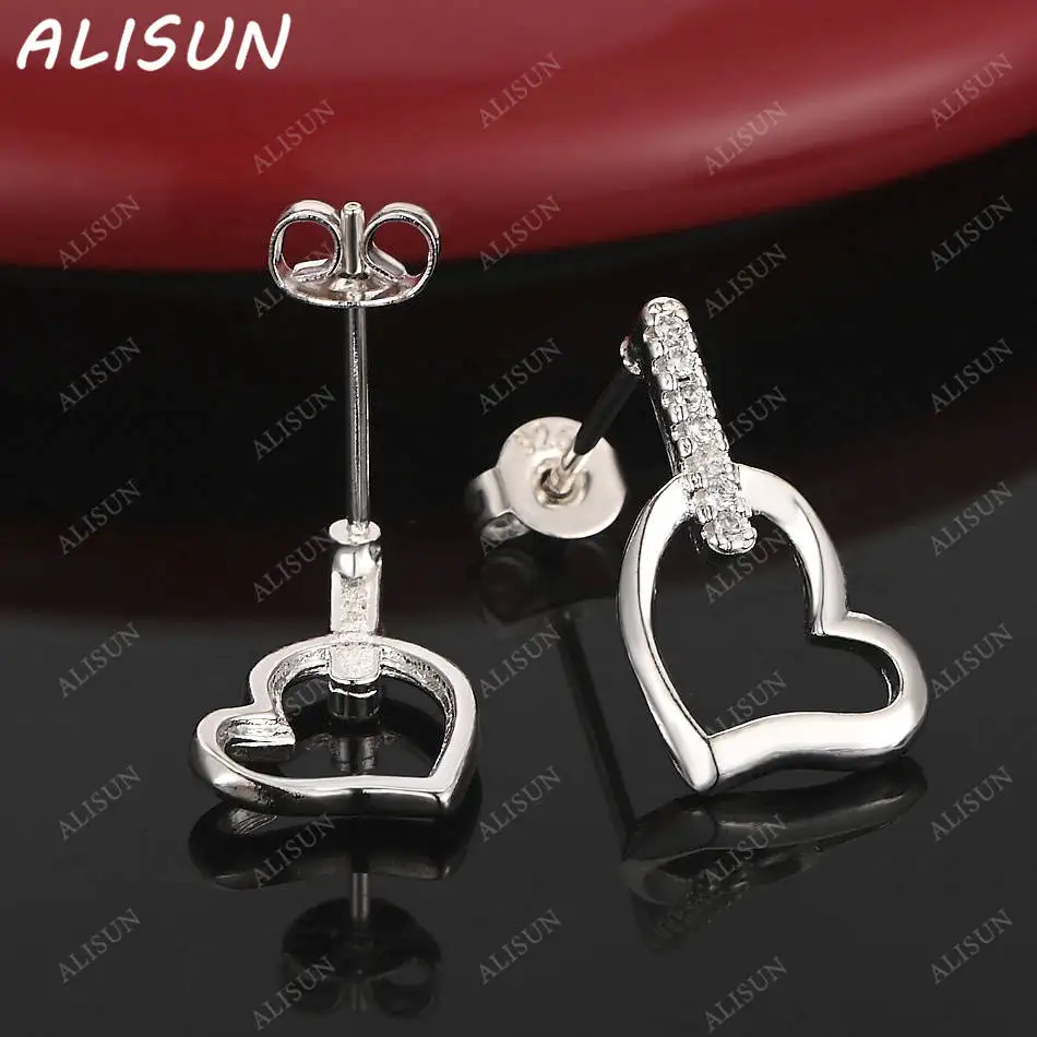 

ALISUN 925 Sterling Silver Zircons Hearts Stud Earrings For Women Charm Trend Birthday Gifts Fashion Party Fine Jewelry