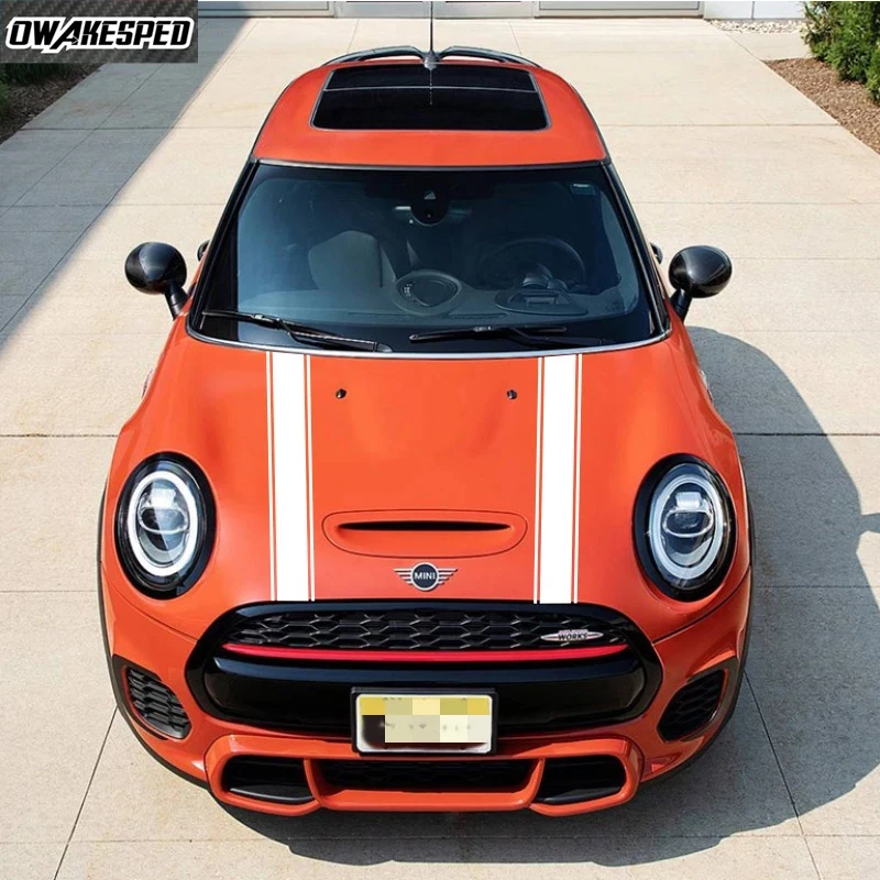 

Creative Fashion For MINI Cooper S R56 R60 R61 F54 F55 F56 Racing Stripe Decoration Hood Front Cover Vinyl Sticker Accessories