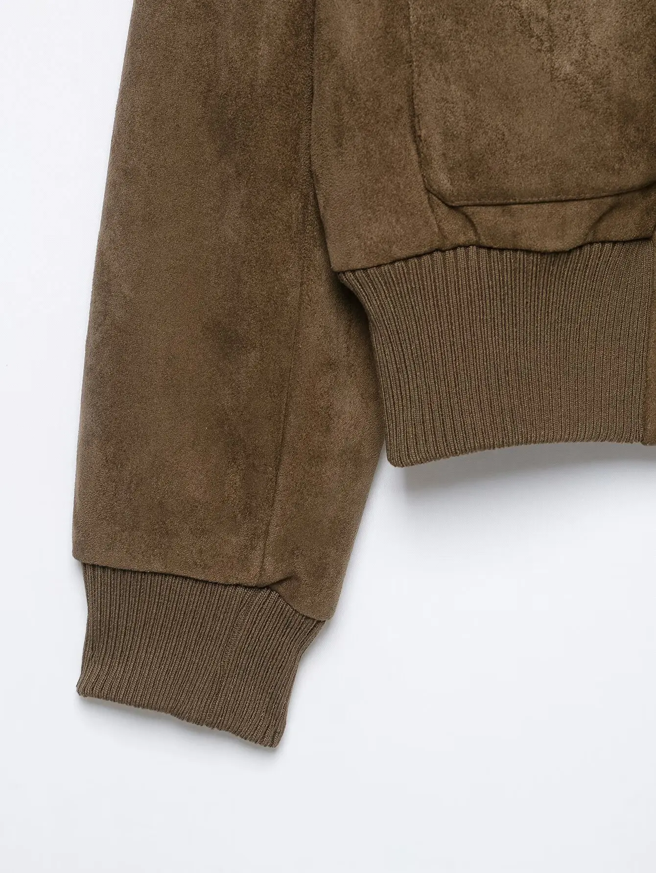 TFMLN Damen Kunstwildlederjacke, einfarbig, schmale Passform, hoher Kragen, lange Ärmel, Reißverschlusstaschen, elastischer Saum, Mantel, Herbstjacken 2026, neu – Detail 5