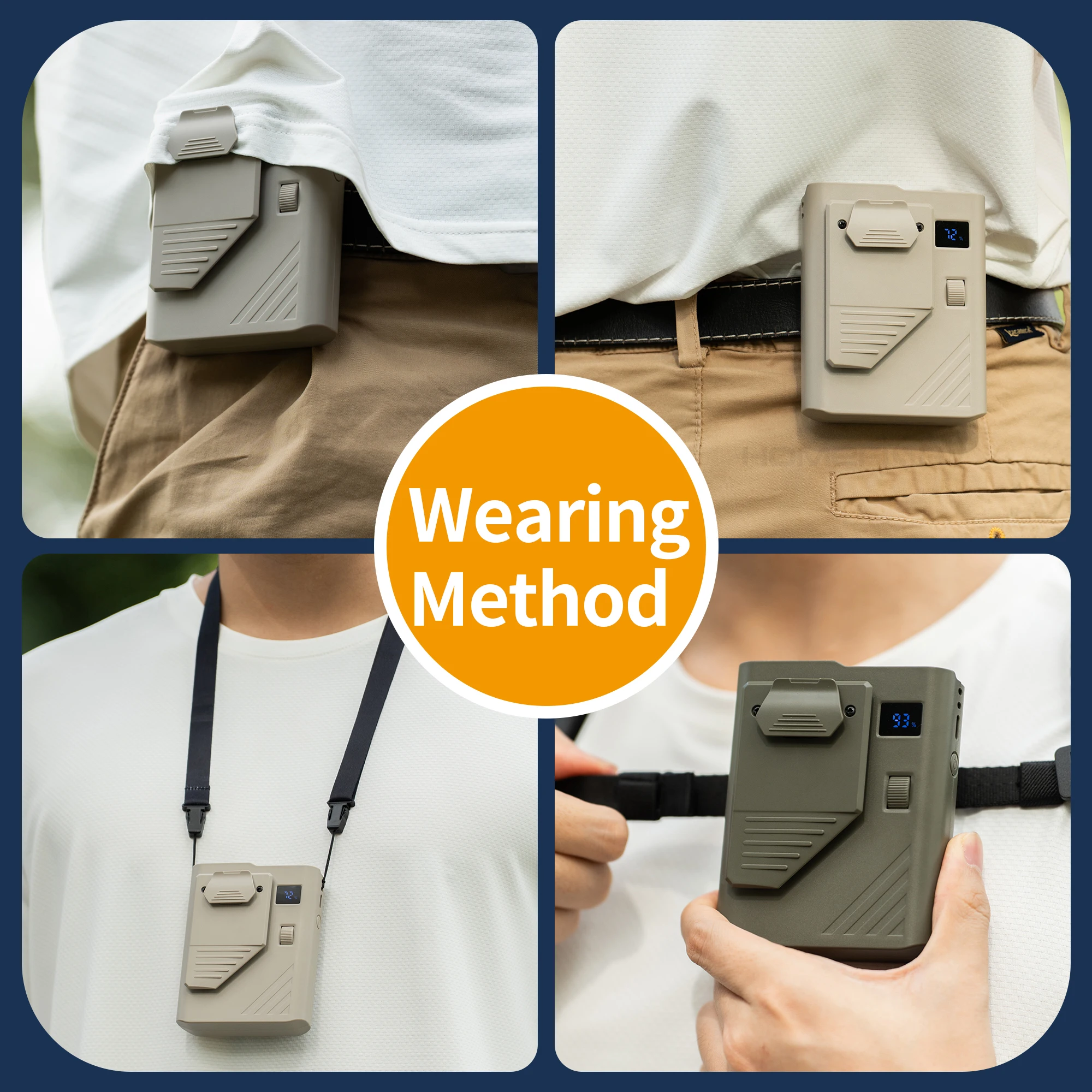 

HOMEFISH Waist Fan Portable Hanging Neck Fan Mini Wearable Fan 3600mAh USB Rechargeable Waist Clip Fan Personal Fan for Outdoor