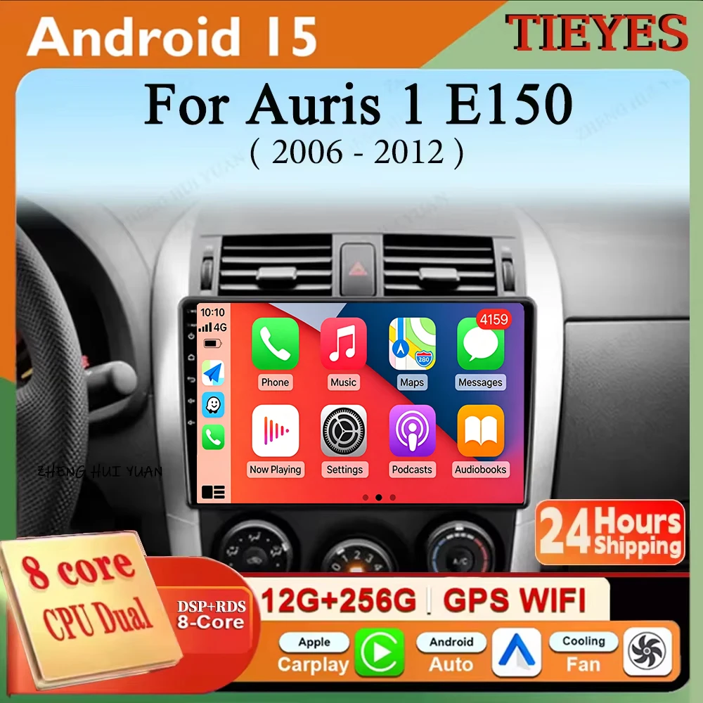 Android 15 For Toyota Auris 1 E150 2006 - 2012 2K QLED CarPlay Auto Car Radio Multimedia Video Player GPS stereo Head Unit WIFI
